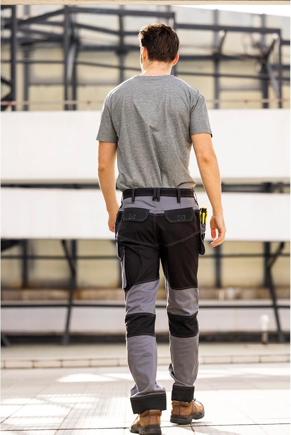 WORK IDEA Arbeitshosen männer, Hose mit multifunktionalen Taschen, Hose mit abnehmbaren Flugtaschen,