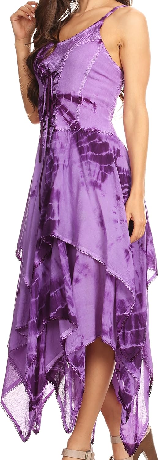 Sakkas 902 Annabella Korsett Bodice Taschentuch Hem Kleid - Lila - One Size Plus