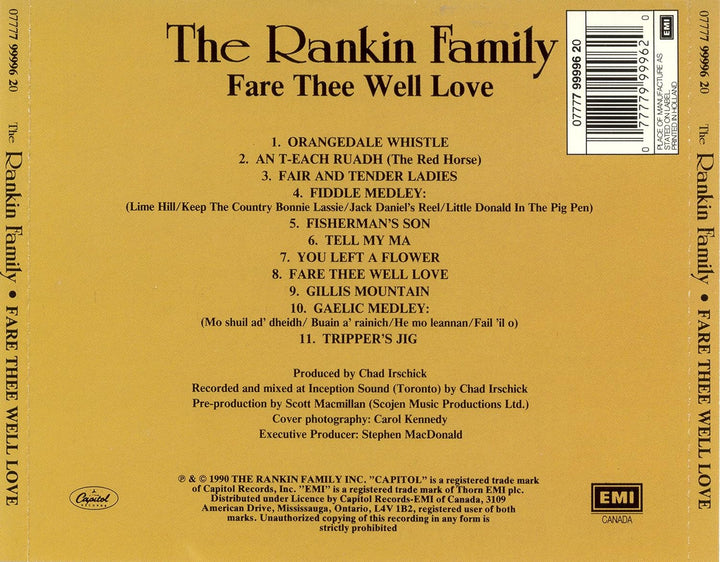 Fare Thee Well Love (1990), Audio-CD