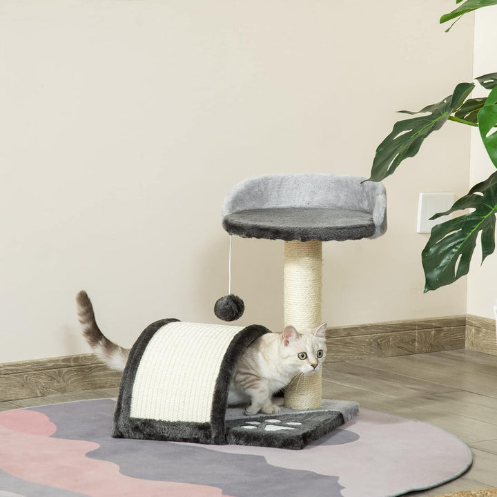PawHut Kratzbaum 46 cm Kleiner Katzenturm mit Höhle, Spielball, Sisal-Seil, erhöhter Plattform, Katz