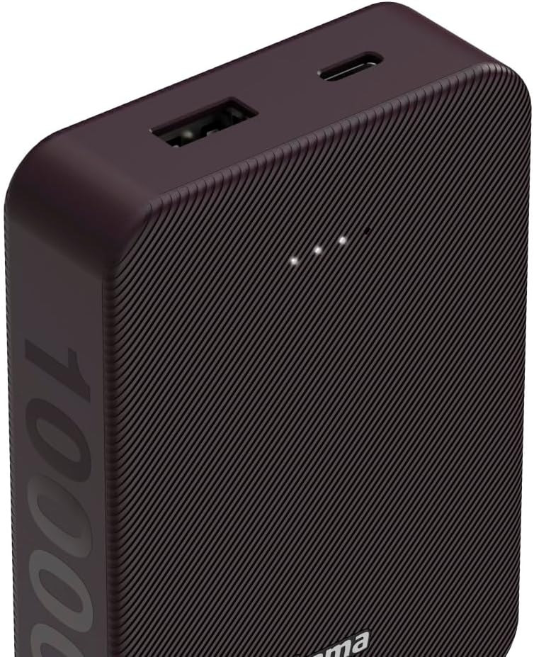 Hama Powerbank Colour 10 10000mAh (externer Akku mit 1x USB C + 1x USB A, Power Pack Zertifiziert, L