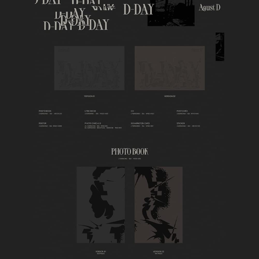 Agust D SUGA - D-DAY CD (2 versions SET), 2 versions SET