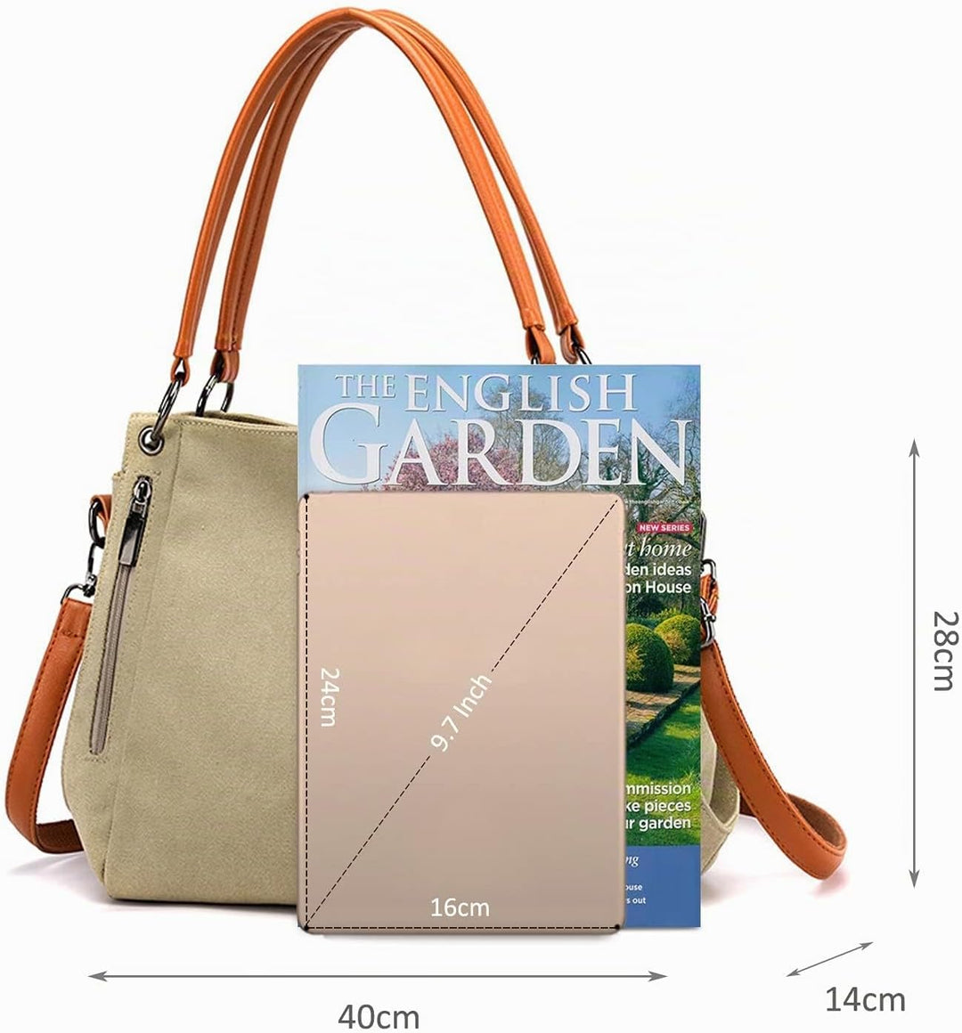 NICOLE &amp; DORIS Damen Handtaschen Gross Canvas Schultertasche Frauen Umhängentasche mit Abnehmbarem S