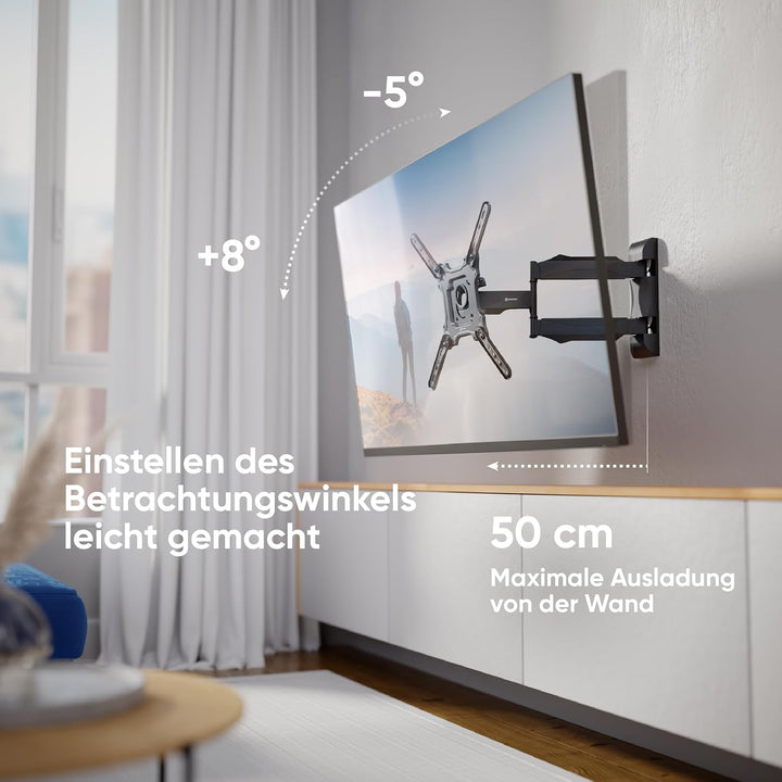 ONKRON TV Wandhalterung schwenkbar für 32-65 Zoll TVs bis zu 35 kg, universal TV Wandhalterung auszi