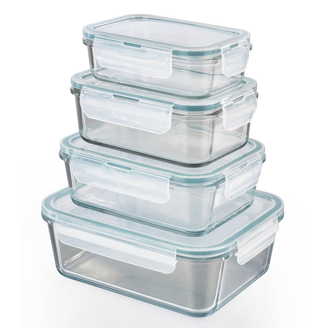 GOURMETmaxx Glas-Frischhaltedosen Klick-it 4er Set | Spülmaschinen- Mikrowellen- und Gefrierschrankg