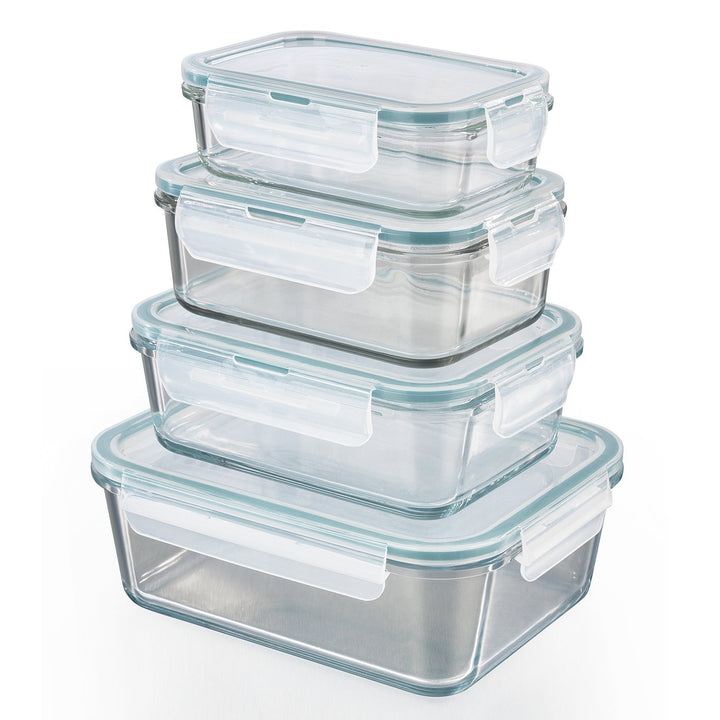 GOURMETmaxx Glas-Frischhaltedosen Klick-it 4er Set | Spülmaschinen- Mikrowellen- und Gefrierschrankg