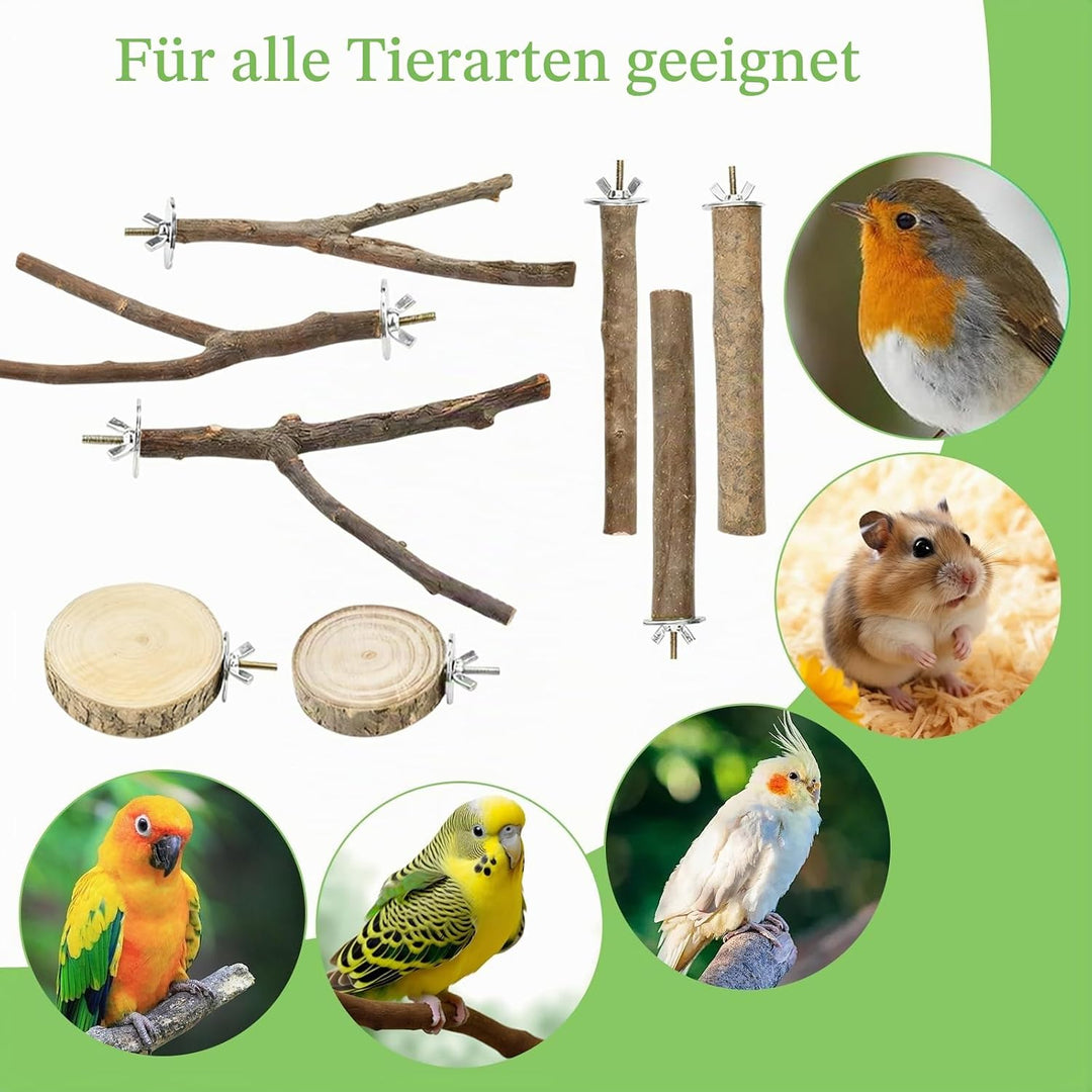8 stück vogelspielzeug sitzstangen für vögel Naturholzstangen Vogelständer Vogelzubehör sitzstangen,