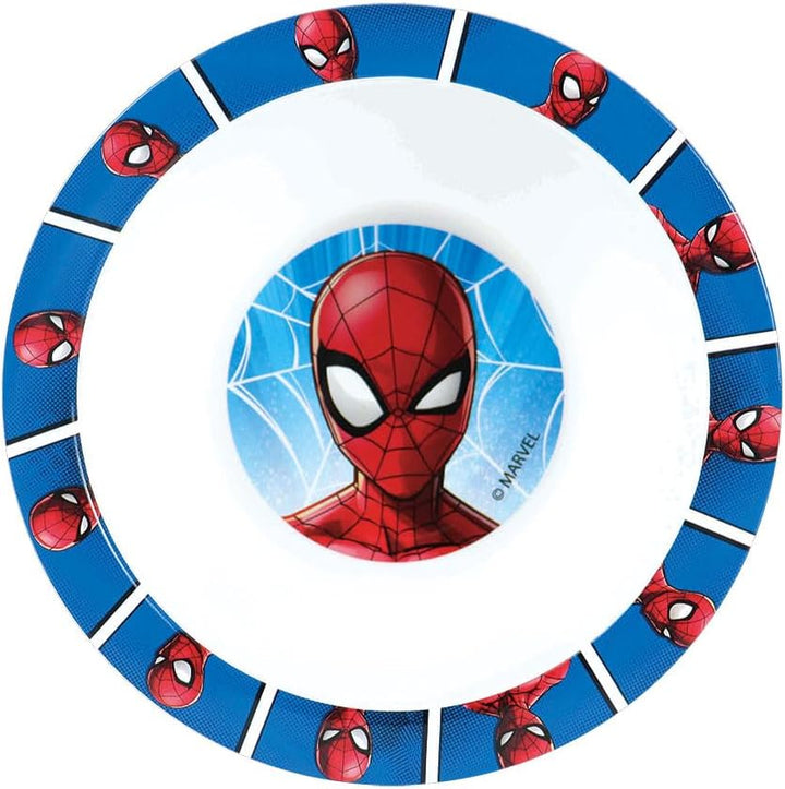 FUN HOUSE | Komplettes Set Lunchbox Spiderman für Kinder | 1 Glas + 2 Teller + Besteck + Trinkflasch