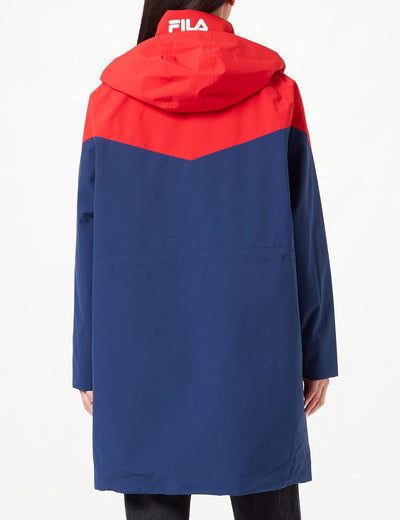 FILA Damen Turcin Light Parka Jacket Padded L Medieval Blue-True Red, L Medieval Blue-True Red