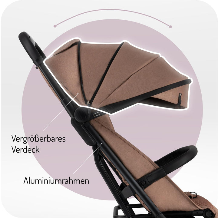 MoMi Kinderwagen ANDREA mit automatischem Faltsystem, bis 22 kg Körpergewicht, 5-Punkt-Sicherheitsgu