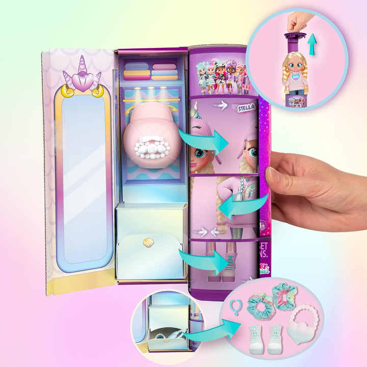 BFF Babys Papageien Stella | Sammlerbare modische Puppe mit Langen Haaren, Stoffkleidung und 9 Zubeh