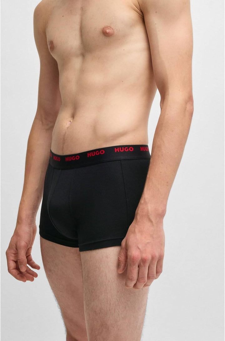 HUGO Herren Trunk Five Pack Fünfer-Pack eng anliegende Boxershorts aus Stretch-Baumwolle mit kurzem
