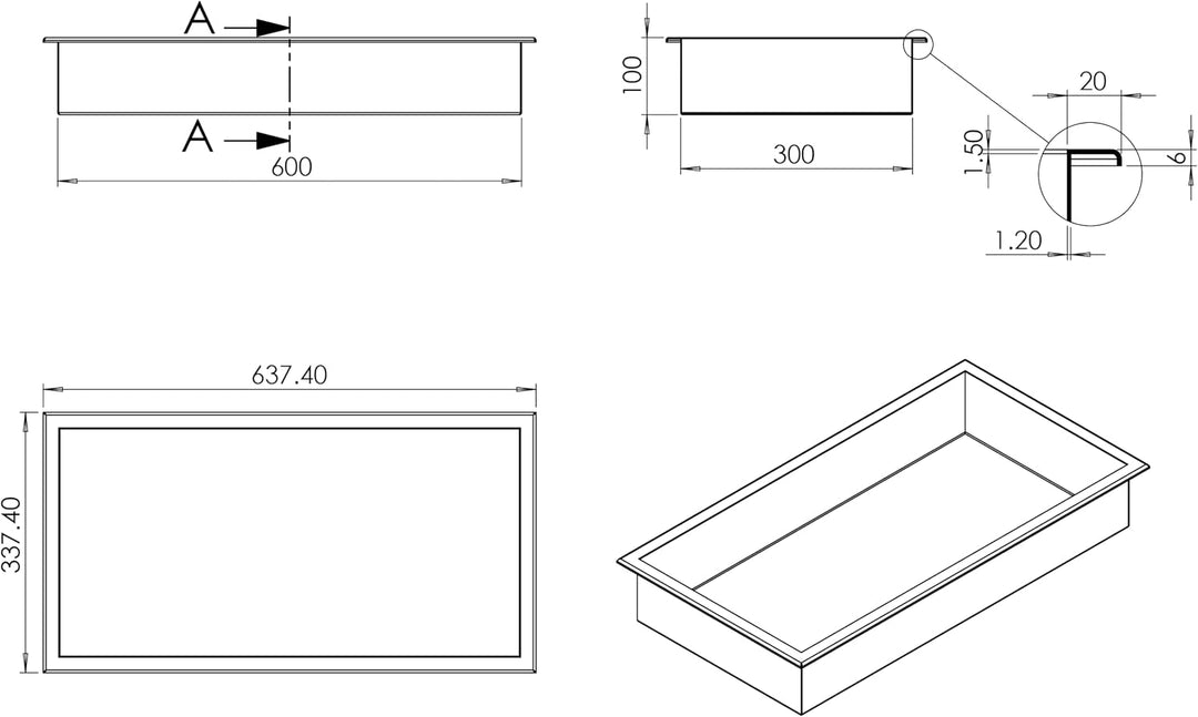 Bernstein Wandnische aus Edelstahl BS603010-60 x 30 x 10 cm - Duschablage für Badutensilien - Flexib