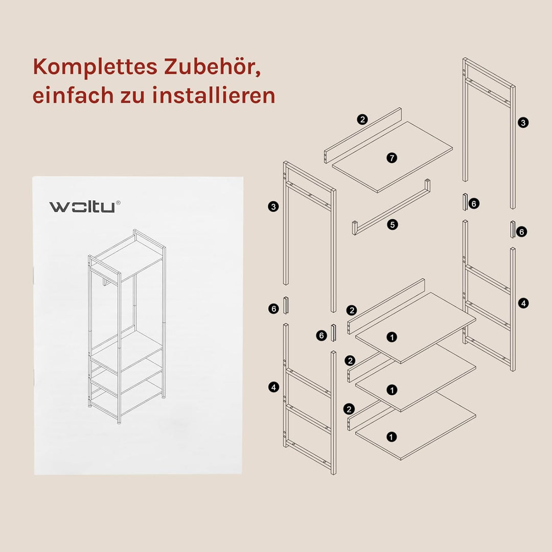 WOLTU Kleiderständer mit Regal Kleiderschrank Offener mit Schuhregal Garderobenständer für Schlafzim