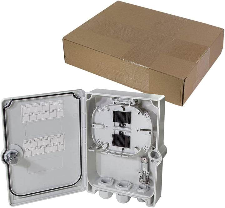LogiLink FB124E - FTTH/FTTB-Anschlussleergehäuse, für max. 24 Fasern, 6X LC/QD o. SC/DX, Grau unbest