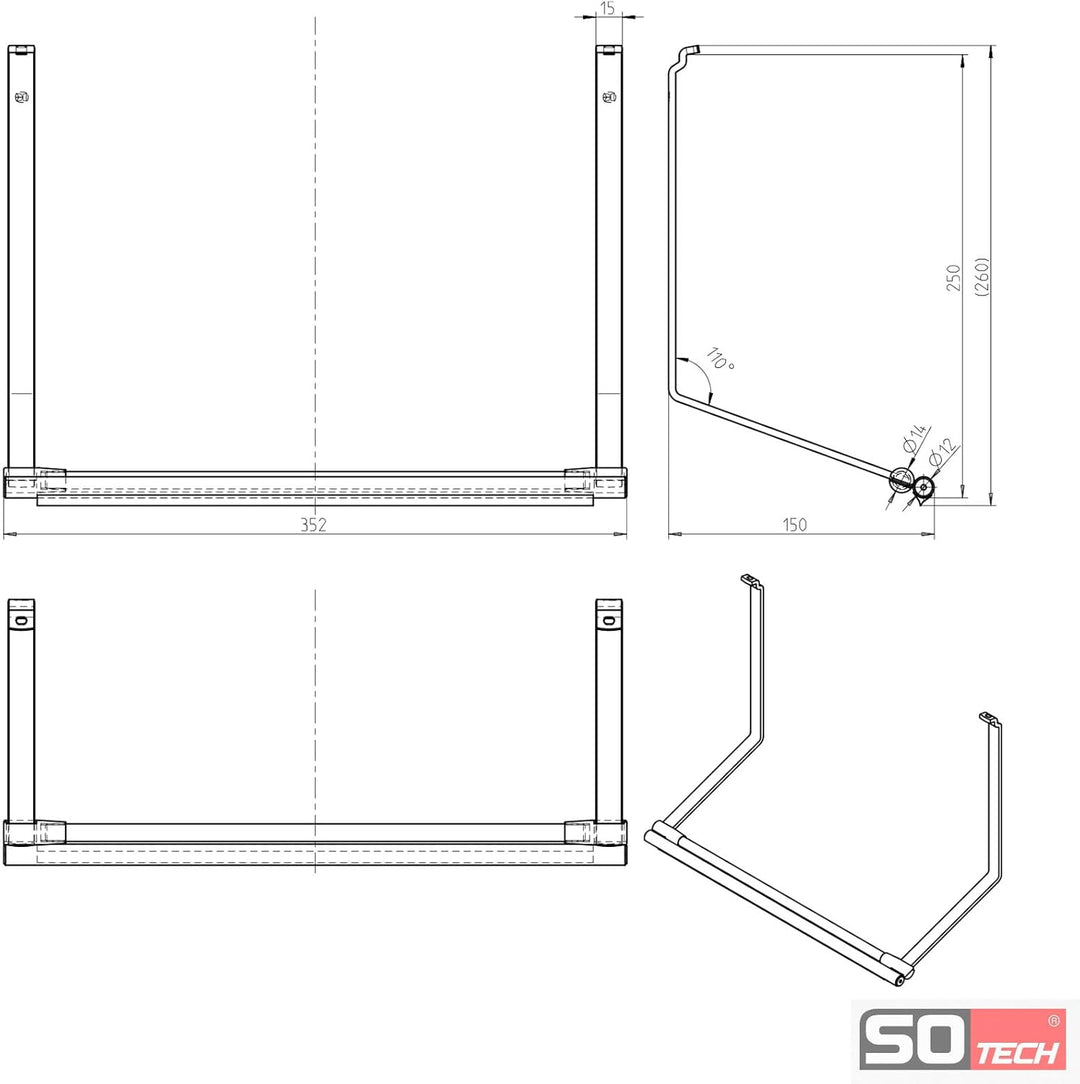 Kesseböhmer Linero style Papierrollenhalter schwarz 352 x 150 x 260 mm zum Einhängen von SOTECH, Pap