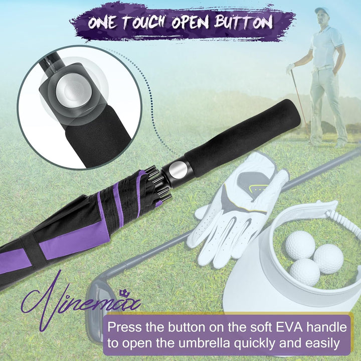 NINEMAX Golfschirm Gross 62/68 Inch Golf Regenschirm Sturmfest Automatik Öffnen Golf Regenschirm Dop