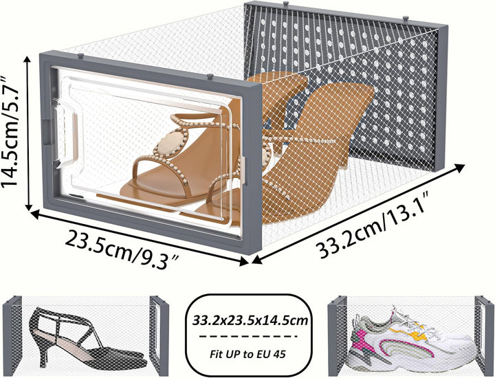 HOMIDEC Schuhboxen, 12 Stück Schuhboxen Stapelbar Transparent, Schuhorganizer Schuhaufbewahrung Schu