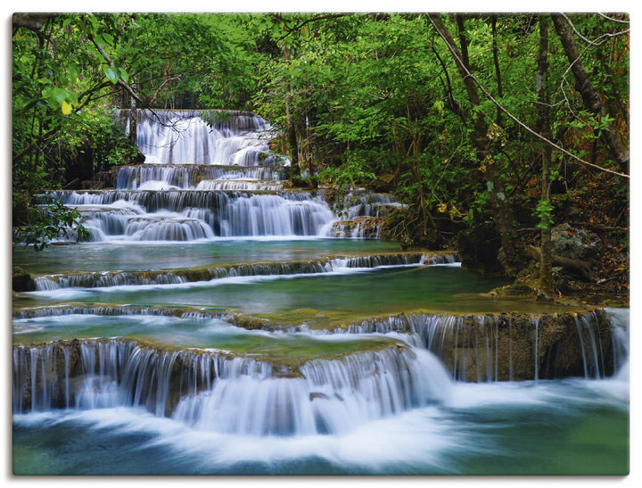 ARTland Leinwandbilder Wandbild Bild auf Leinwand 80x60 cm Natur Landschaft Wasserfall Wald Thailand