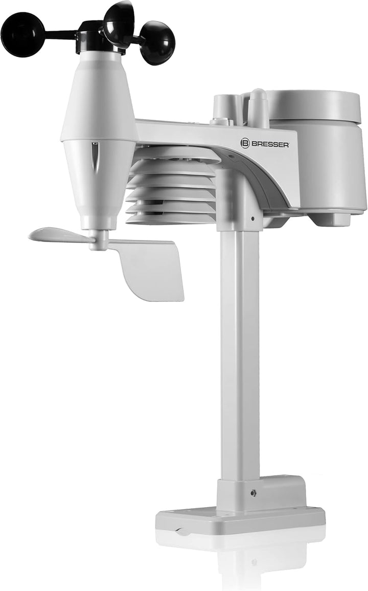 Bresser Wetterstation Funk mit Aussensensor 7-in-1 Wetter-Center ClimateScout mit Profi-Aussensensor