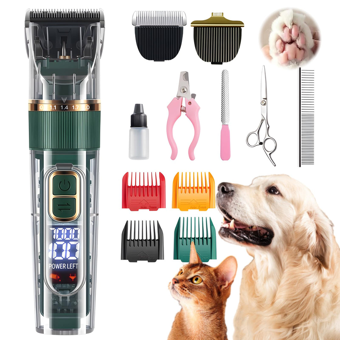 Hundefurclipper, Professionelles Haustierpflegeset, Katzenclipper für langes Fell, mit LED-Display u