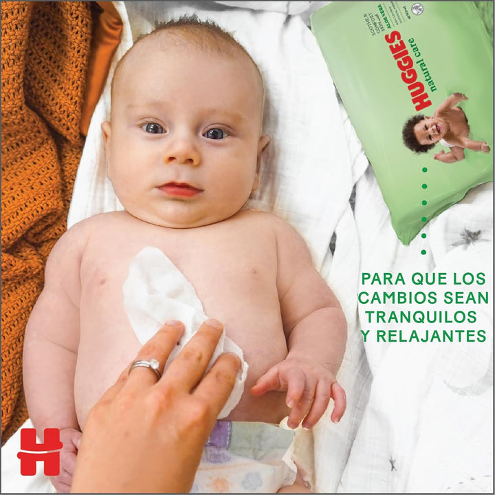 Huggies® Natural Care Babytücher, 10x56 Tücher, hergestellt aus Hautpflegefasern für eine gesunde Ha