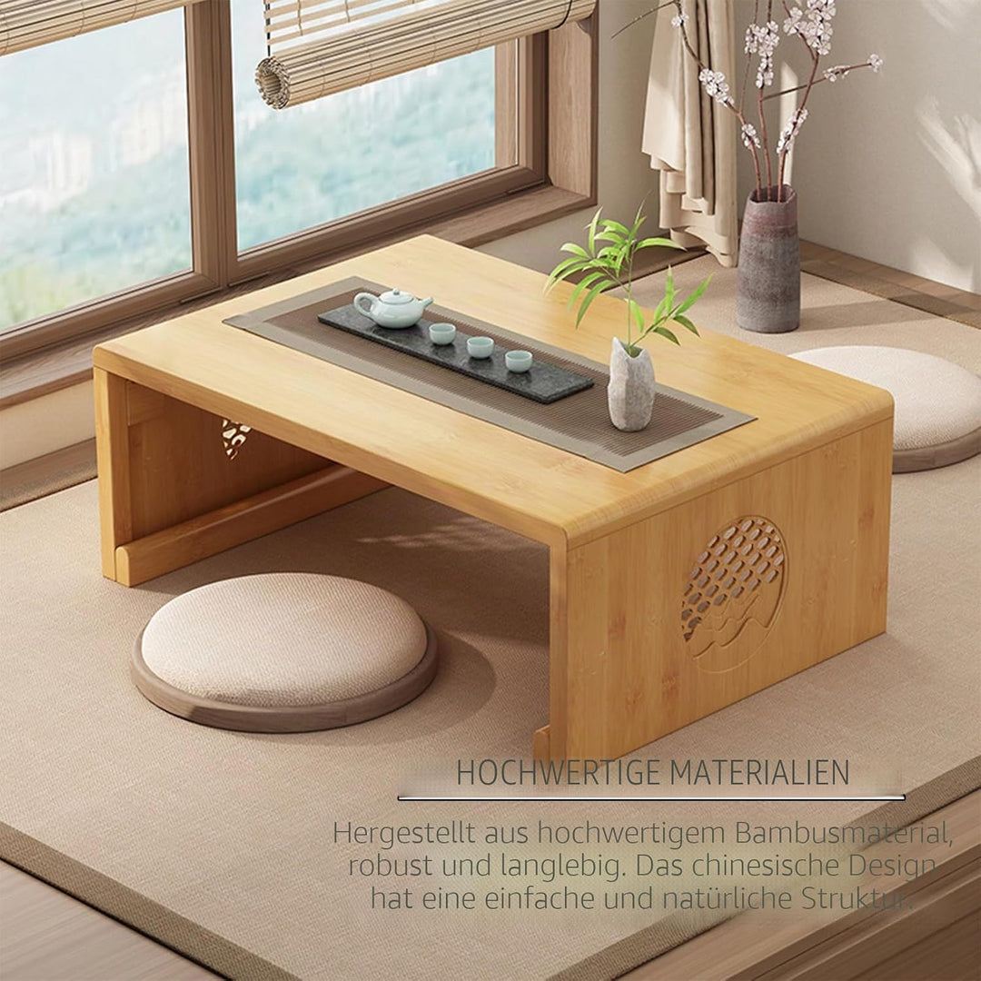 Chinesischer Tee-Bodentisch aus Bambus,japanischer faltbarer Couchtisch,Altartisch Meditation,niedri