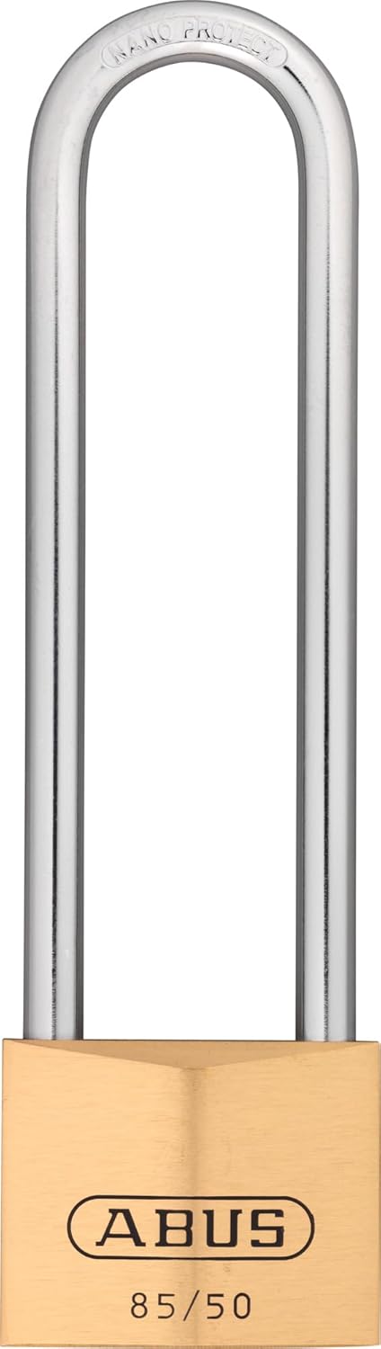ABUS Vorhängeschloss Messing 85/50HB127 - mit hohem Bügel - für Kellertüren, Schuppen u. v. m. - wet