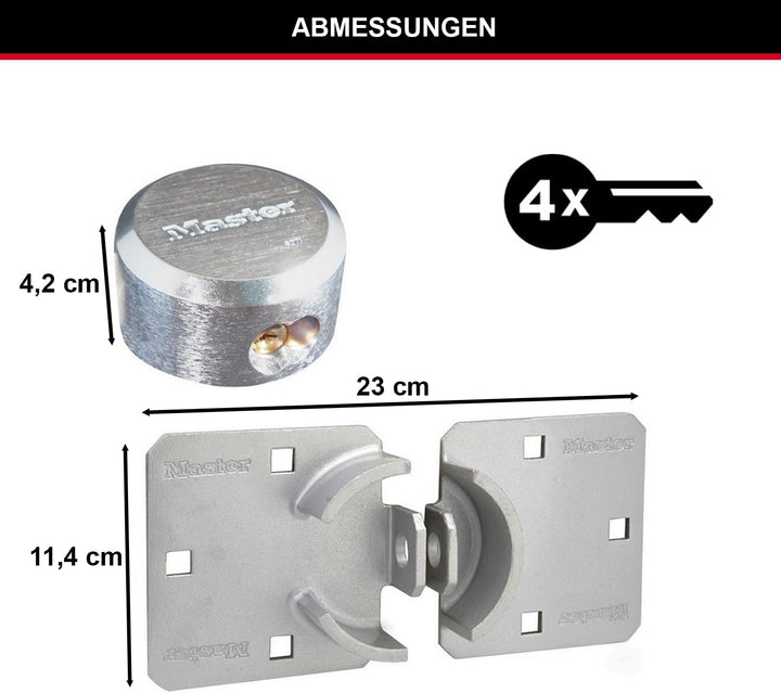 MASTER LOCK - 736EURD - Vorteilpack: Überfalle + Rundes Vorhängeschloss ohne Bügel, 11,4 cm x 23 cm