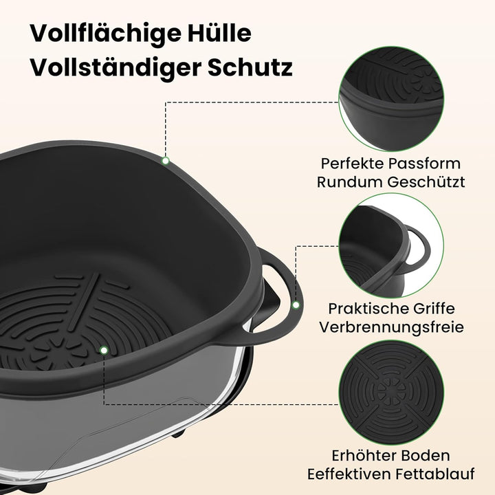 Airfryer Zubehör für Ninja CRISPi FN101EU: Komplett-Set mit 2x Silikonform + 1x Edelstahl Spritzschu