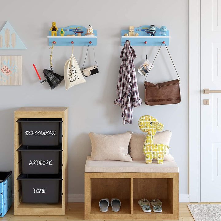 Kinderzimmer 2X Kindergarderobe mit 3 Haken und 1 Fächer für Kinderzimmer Wandregal Wandgarderobe Ki