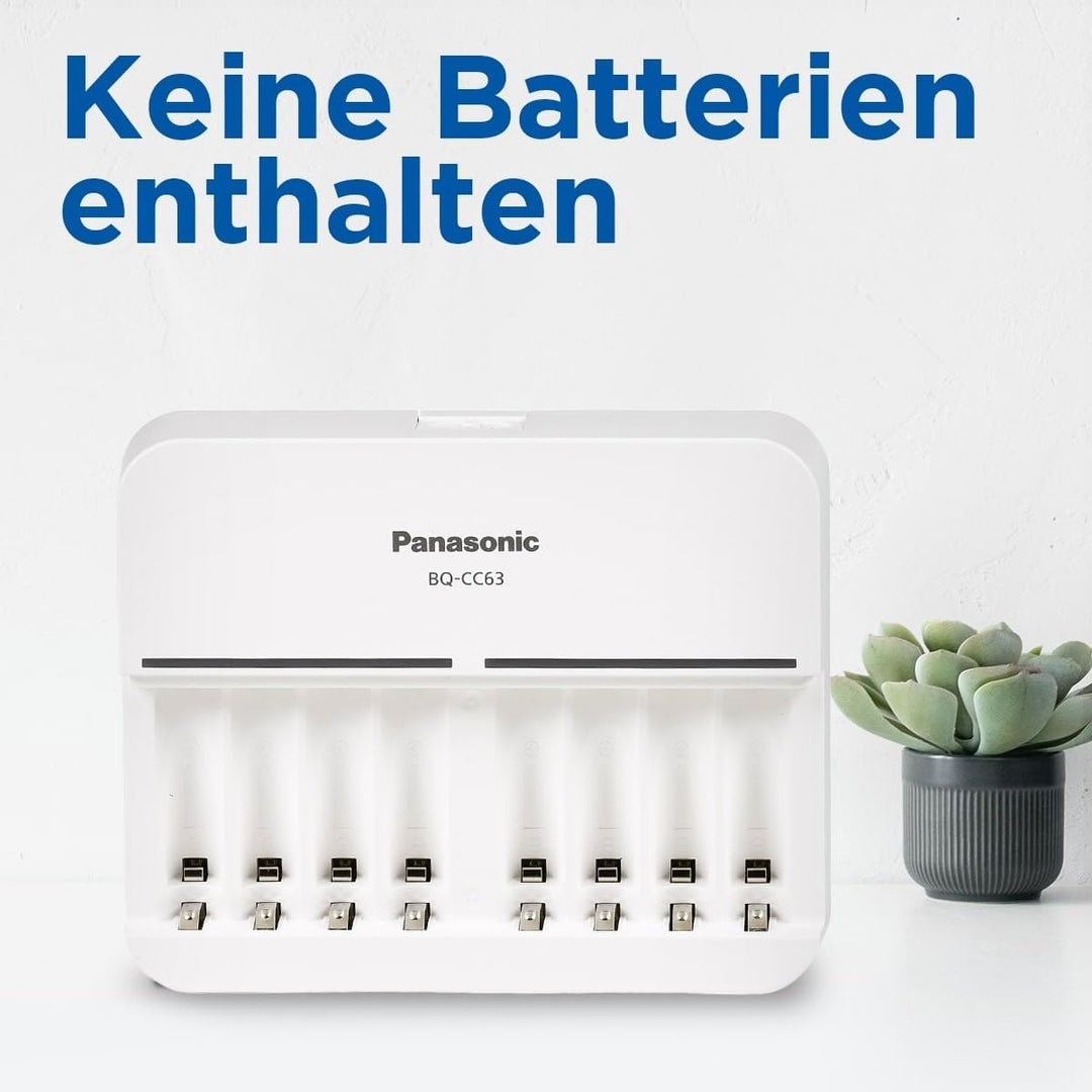 Panasonic eneloop Smart 8 Ladegerät für 1–8 AA/AAA NI-MH-Akkus, mit 8 LED-Anzeigen und 9 Sicherheits