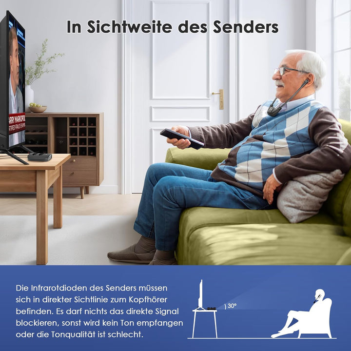 SIMOLIO Duo Kabellose TV Kopfhörer mit Dialogmodus, Funkkopfhörer für Fernseher und Musikanlagen mit