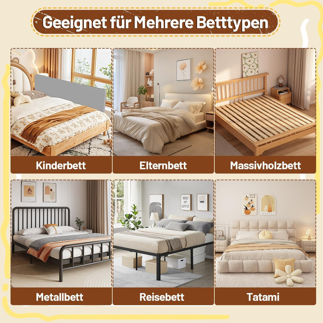 Ollewiellan 120CM Bettgitter Boxspringbett Klappbar,Bettschutzgitter Rausfallschutz für Kinder,Kinde