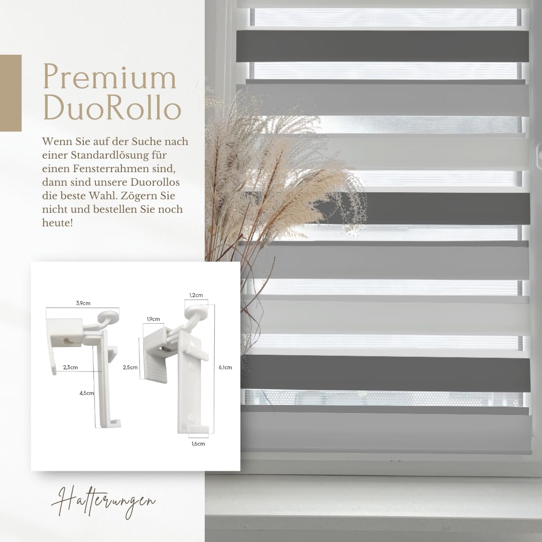 Home-Vision® DuoRollo Klemmfix, Doppelrollo ohne Bohren mit Klämmträgern, Rollos für Fenster und Tür