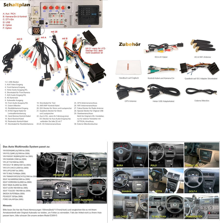 Erisin 8-Kern 4GB+64GB Android 12 Autoradio Bluetooth mit GPS Navigation Für VW T5 Passat Polo Jetta