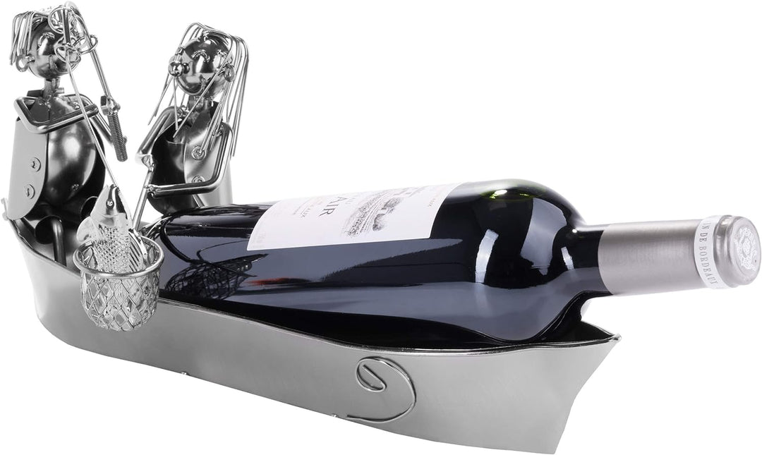 Brubaker Flaschenhalter Fischerpaar Metall Skulptur mit