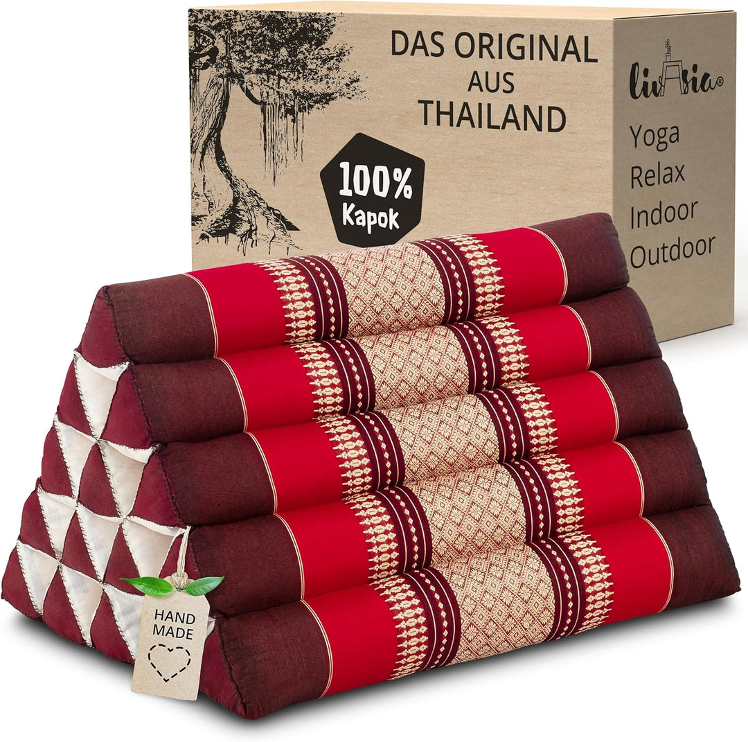 livasia Rückenstützkissen extrahoch, Dreieckskissen für Garten und Balkon, Keilkissen mit Kapok, Lag