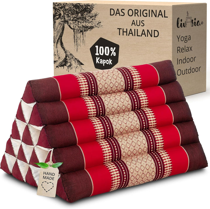 livasia Rückenstützkissen extrahoch, Dreieckskissen für Garten und Balkon, Keilkissen mit Kapok, Lag