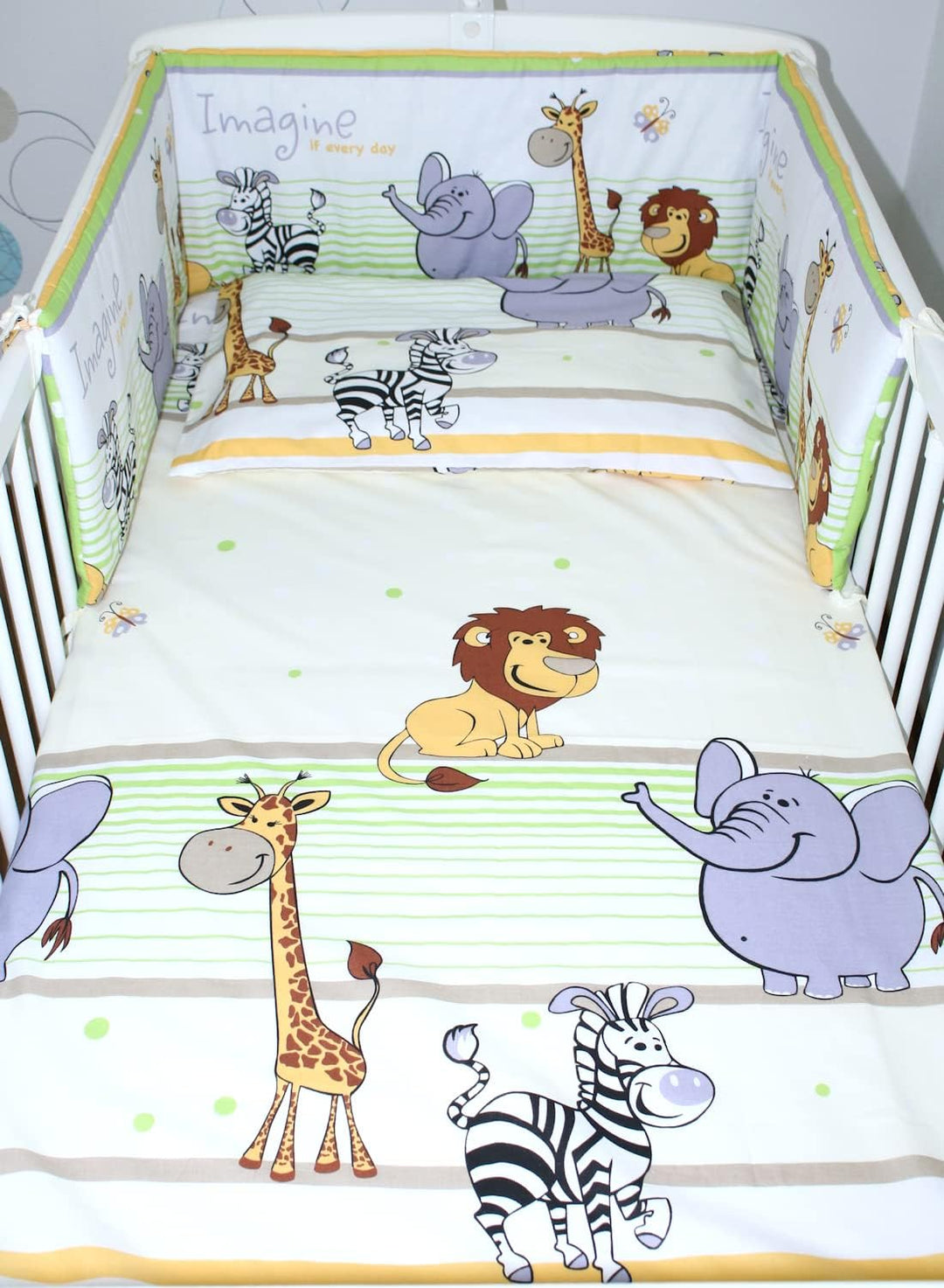 Baby Bettwäsche - Safari - Kinderbettwäsche Babybettwäsche mit Kissenbezug Baumwolle (Grün, 100 x 13
