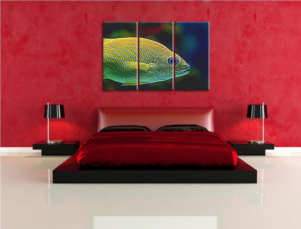 blaue Streifengunze Spezial 3-Teiler Leinwandbild 120x80 Bild auf Leinwand, XXL riesige Bilder ferti