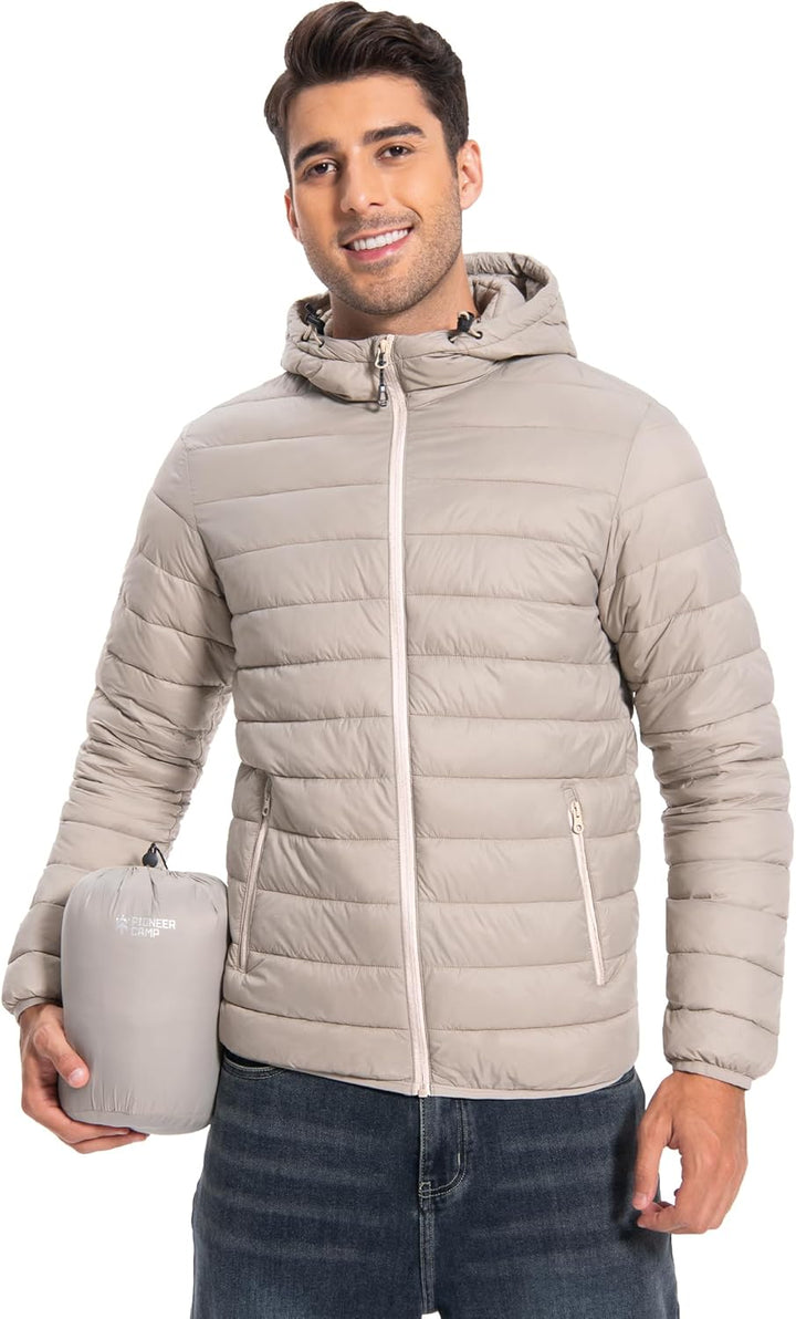 Herren Leichte Steppjacke Daunenjacken-Optik Übergangsjacke Outdoor Winterjacke mit 6 Taschen XL Kha