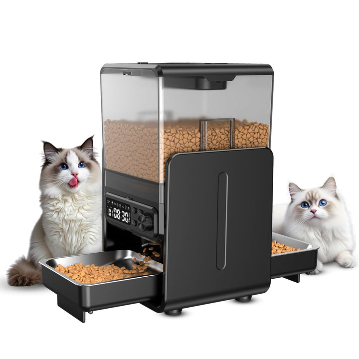 Futterautomat Katze für 2 Katzen, 5L/20 Tassen Katzenfutter Automat mit verstellbaren Schalen, Abneh