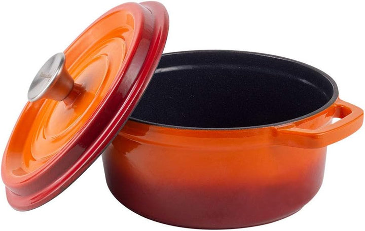 Vintage Cuisine Topf mit Deckel, emailliert, Gusseisen, 2,2 l, Orange