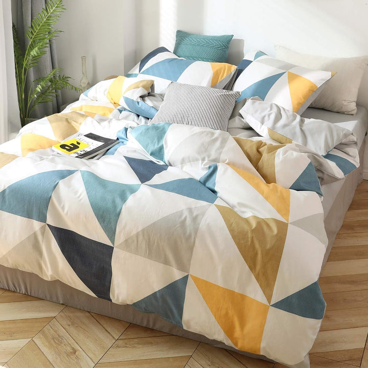 GETIYA Luxus Bettwäsche 220x240 Baumwolle Damen Herren Geometrische Bettwäsche Kontrast Farbe Bettwä