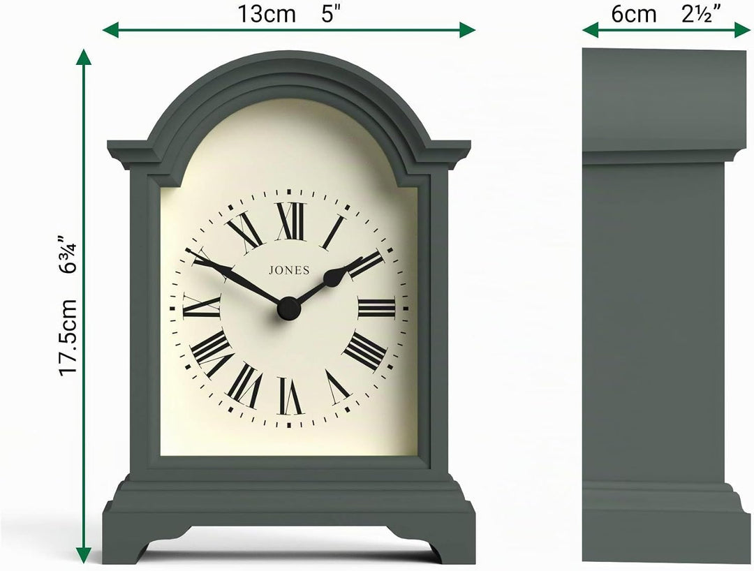 JONES CLOCKS® Bistro kaminuhr | Klassisches Design Einer Arch top Carriage Uhr | Grün | Zeitgenössis