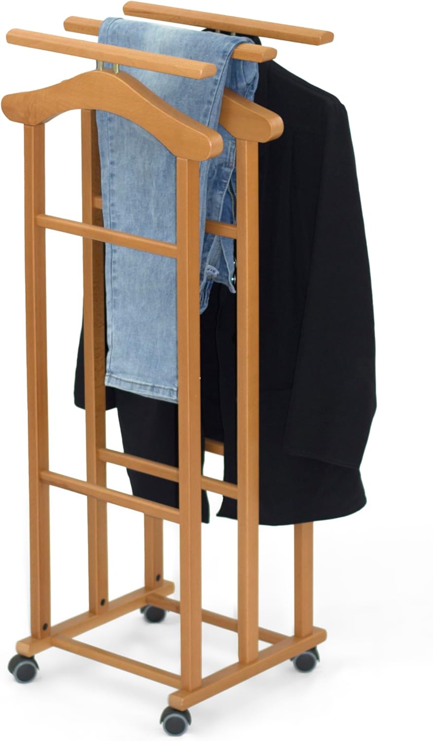 Arredamenti Italia TRIELLO, Holz - 3 Kleiderbügel und 3 Hosenhalter, Kirschbaum-Finish - Ar-It das H