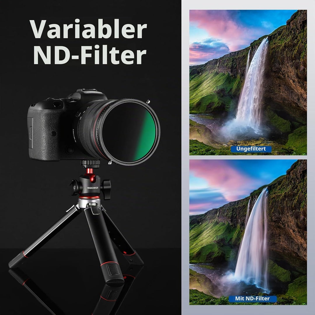 NEEWER 2 in 1 82mm Variable ND Filter ND2-ND32&amp;CPL (Zirkular Polfilter) No X Cross Variabel Graufilt