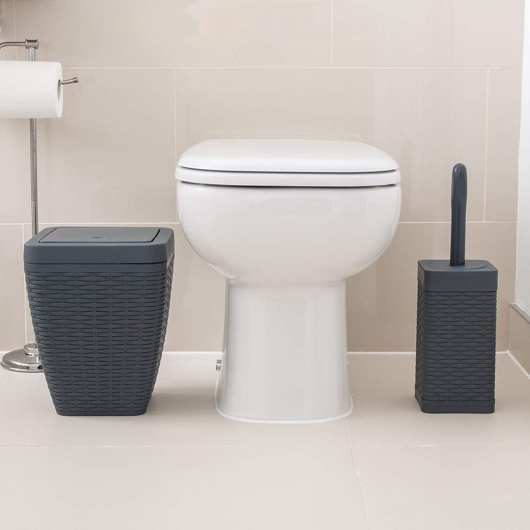 Addis, Rattan-Kunststoff, anthrazit, Bin & Toilet Set Bin & Toilet Set Anthrazit, Bin & Toilet Set A