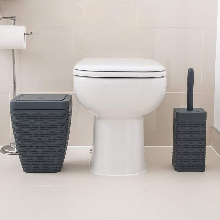 Addis, Rattan-Kunststoff, anthrazit, Bin & Toilet Set Bin & Toilet Set Anthrazit, Bin & Toilet Set A